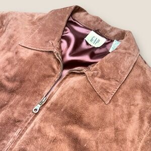 GAP Men's Leather Jacket - Sueded Leather - Saddle Brown - Small